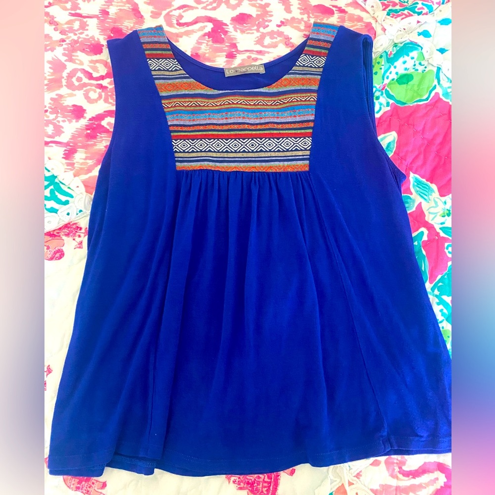 Blue Embroidered Top